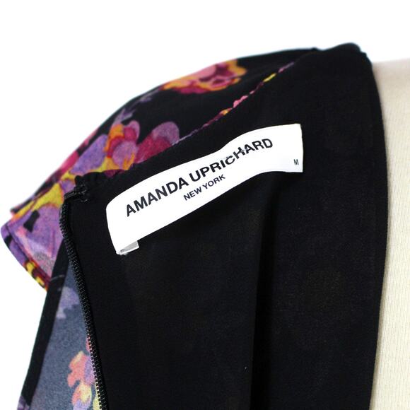 Amanda Uprichard Ruffle Evening Blossom Floral Talulah Dress Medium Pleated Midi - Picture 7 of 8